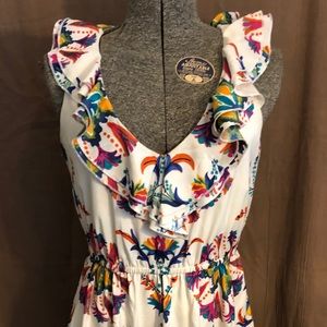 Multi color v-neck sun dress,Original sample Beige